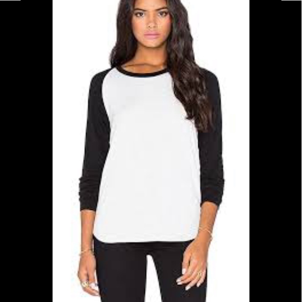 Aritzia TNA Waffle Knit Soft Cotton Baseball Tee T Shirt Crew Neck Long Sleeve